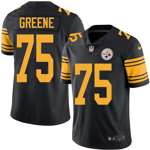 Men's Limited Joe Greene Nike Jersey Black - #75 Rush NFL Pittsburgh Steelers